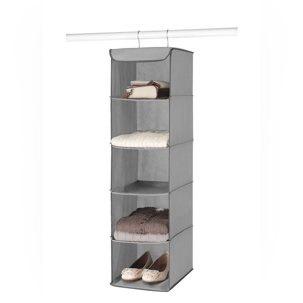 NWT-Whitmor Hanging Accessory Shelves-5 Sections-Sturdy Metal Frame & Hooks